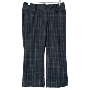 Express Design Studio Women's Gingham Mid-Rise Cropped Dress Pants Gray Size 4